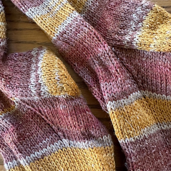 Handknit Handmade Socks Striped Wool Hiking - Picture 3 of 6